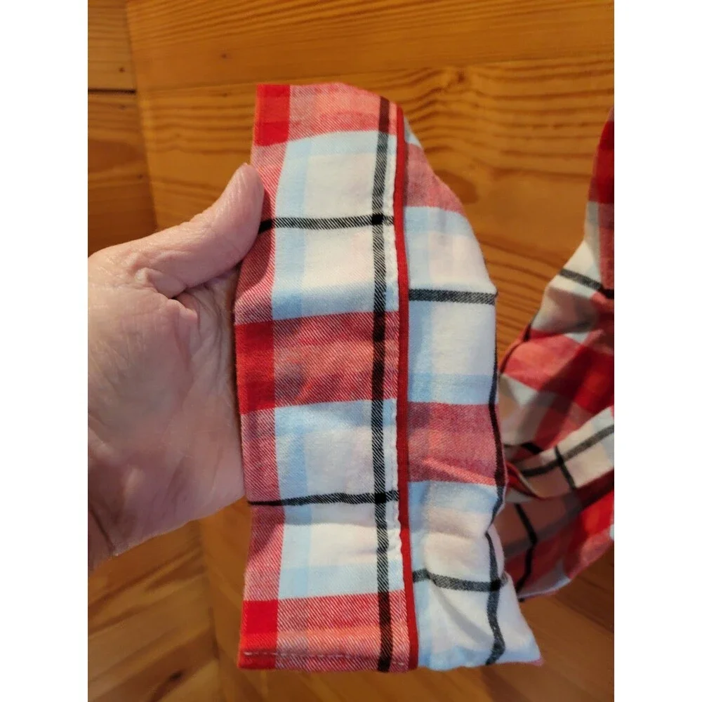 Wondershop Men’s Red Plaid 4XLT Pajama Button Down Shirt Red/White/Blue Big/Tal - Picture 5 of 6